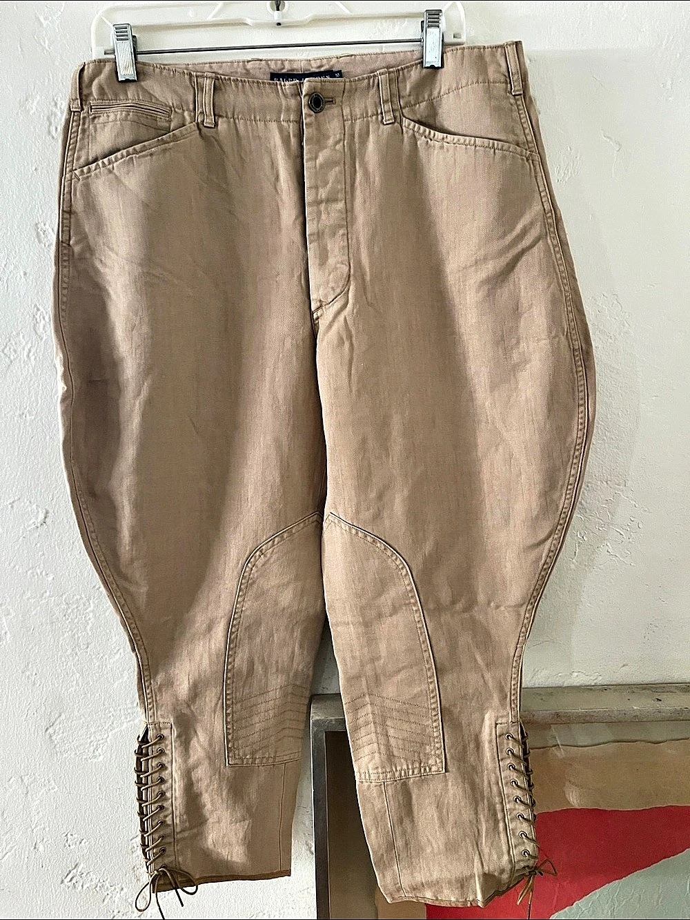 Ralph Lauren Equestrian Lace-Up Hem Riding Pants Beige Size 10